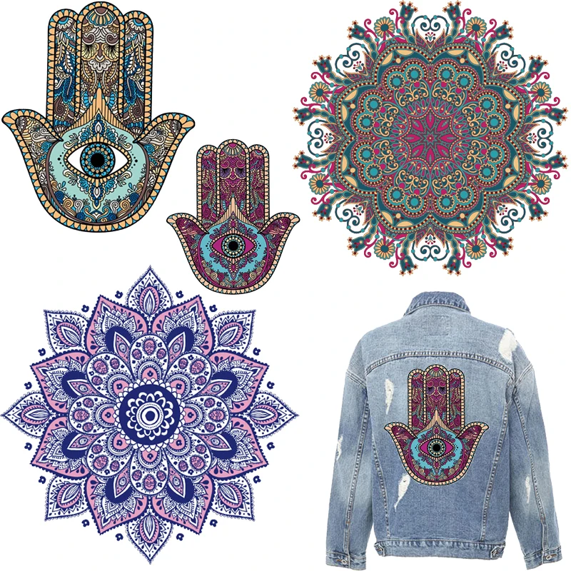 Mandala Ironing Stickers Iron-on Transfers for Clothing Thermoadhesive Patches  Diy Patch Flex Fusible Transfer Applique Dress