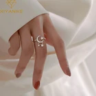 Кольцо женское серебристое с Луной и звездами из циркония
