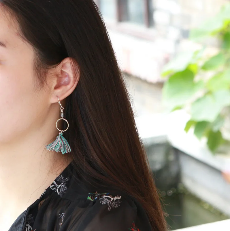 Взрывные модели богемный Панк Ретро Простой многоцветный бахромой Фиолетовый