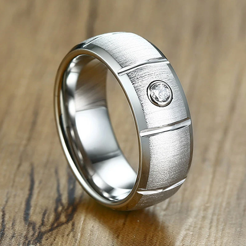 Мужские обручальные кольца из карбида вольфрама белые 8 мм с