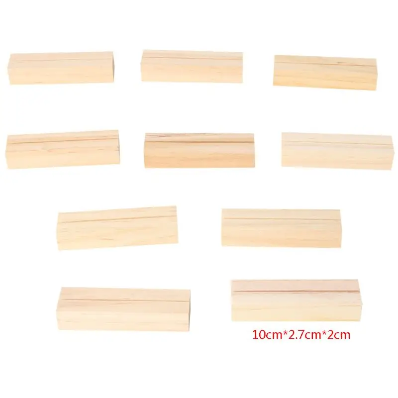 

10pcs Natural Wood Numbers Photo Display Stand Business Card Holder Message Name Memo Clips Desk Organizer