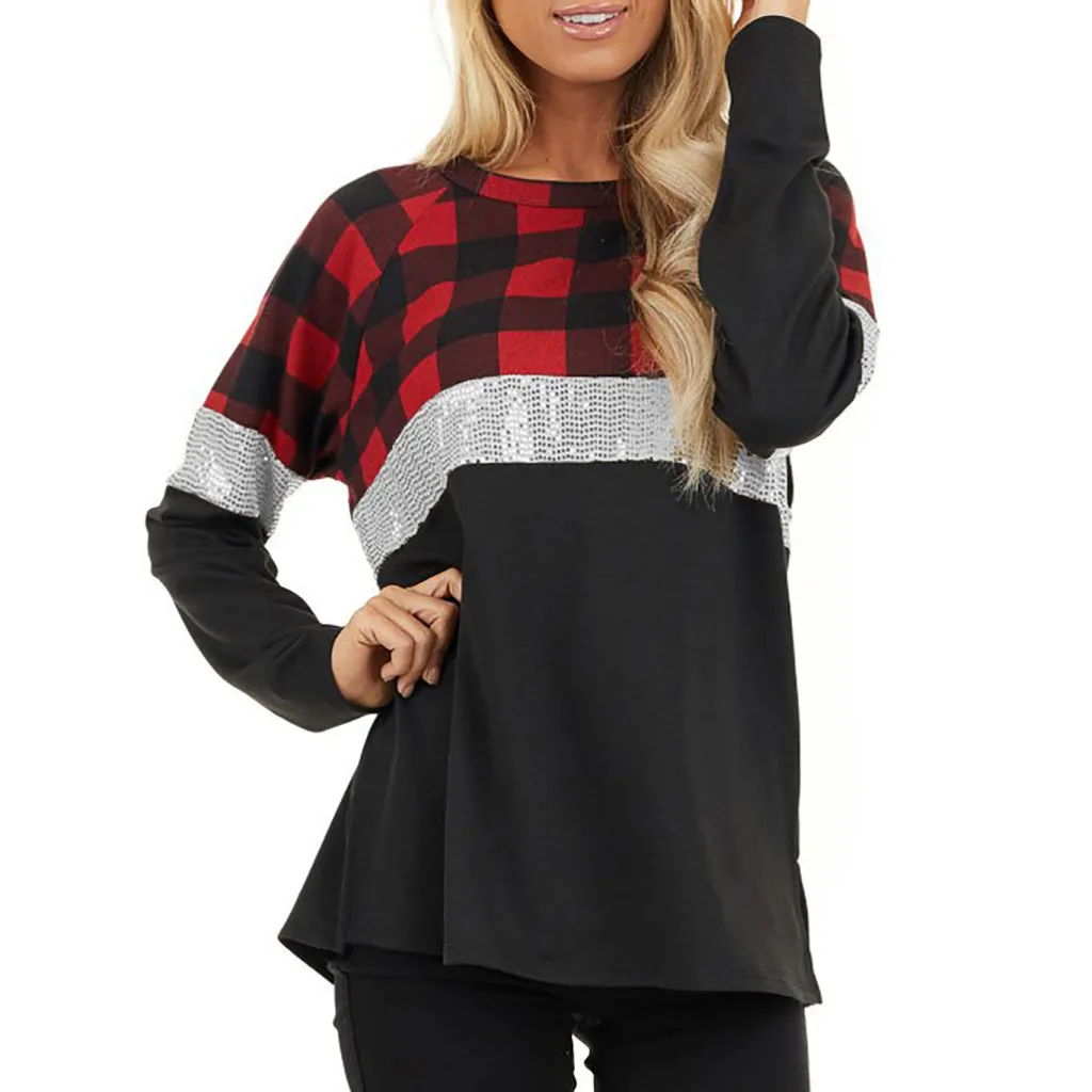 Женские топы с блестками рубашки сшитые блестящими длинными рукавами пуловер