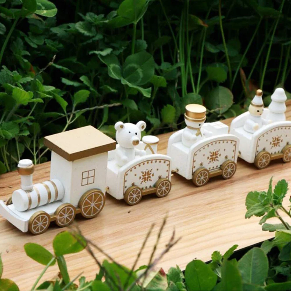 Новый Рождественский поезд окрашенное дерево Рождественское украшение для дома