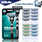 Gillette Mach 3 Мужская бритва лопасти турбо, безопасная ручная Бритва для мужчин, бритье с новыми сменными лезвиями