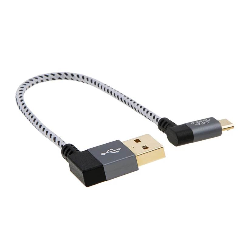 Кабель с углом 90 градусов USB 2 0 от A до Micro B двойной угловой короткий кабель