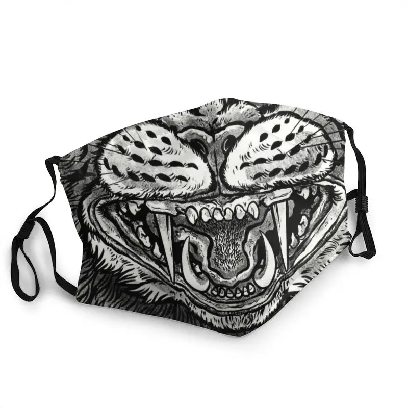 

Black And White Cat Maw Mask Anti Dust Adjustable Horror Monster Face Mask Protection Cover Unisex Adult Respirator Mouth Muffle