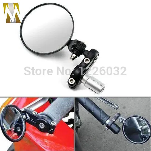 

2pcs Motorcycle Rear View Mirrors Handbebar Bar End 7/8" Universal Round Mirror Aluminum For Yamaha Suzuki Kawasaki Accessories