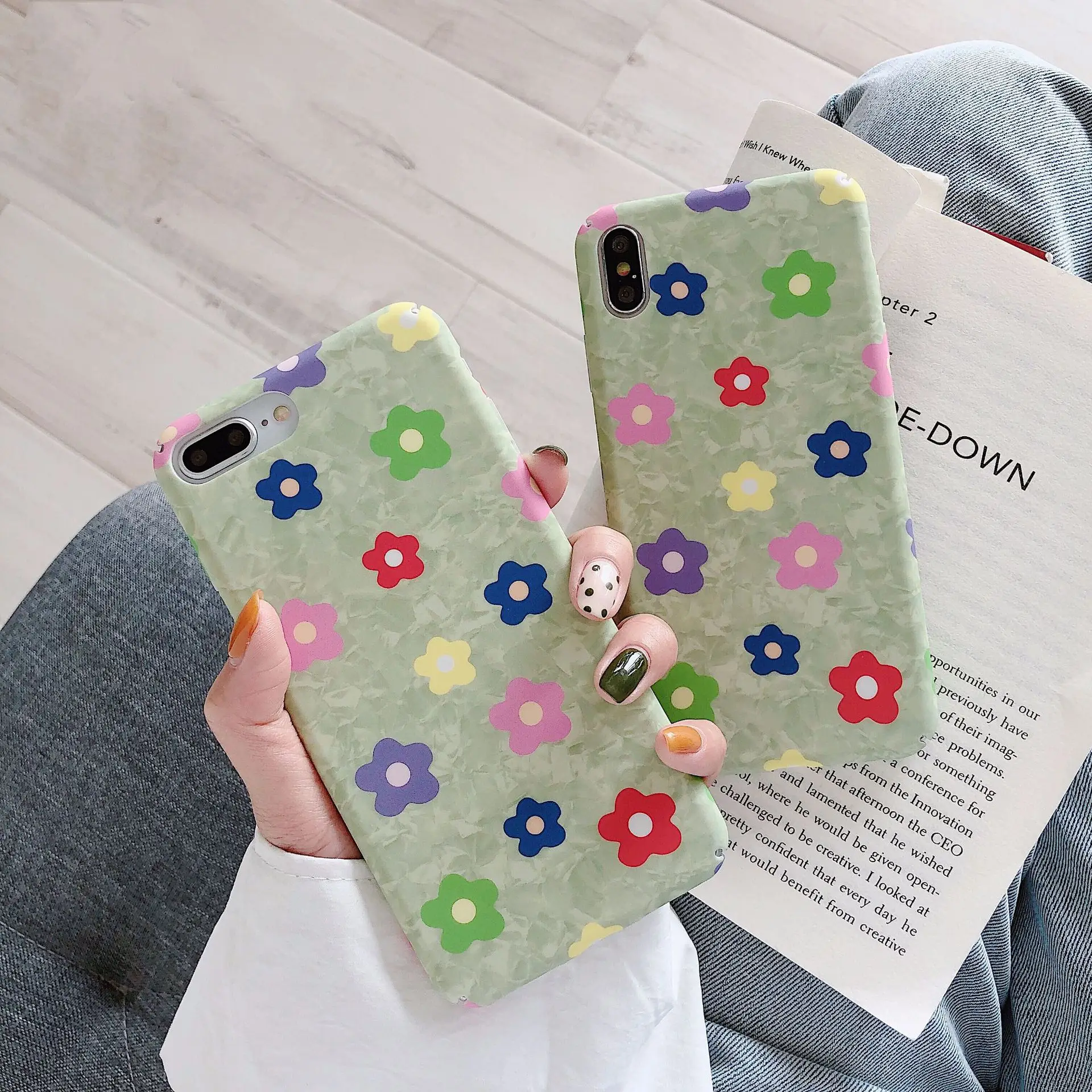 Ins стиль цветной цветочный чехол для телефона ПК Жесткий корпус IPhone 6 6s 6P 6sP 7 7P 8 8P X