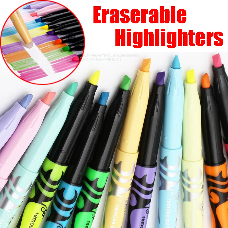 

Pastel Color Fluorescent Pen Markers Erasable Highlighters Marker 12 Colors Kawaii Stationery for Student School Office Supplies