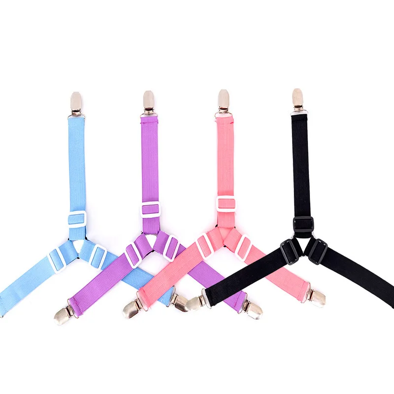 

4Pcs/Set Bed Sheet fixing clip elastic non-slip adjustable belt buckle fastener mattress blanket clamp fixer Home textile tool