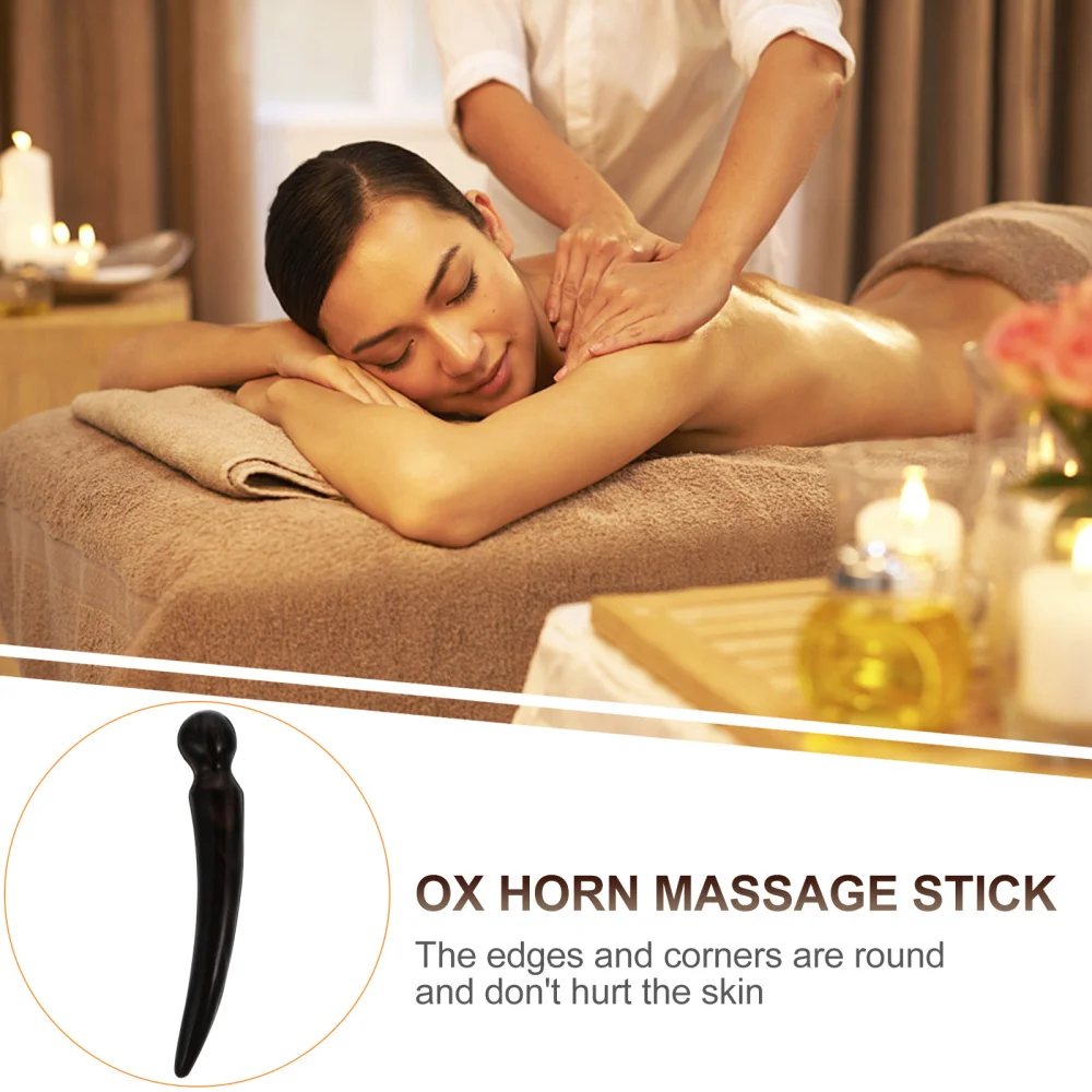 

Portable Body Scrapping Plate Stick Pen Natural Ox Horns Rod