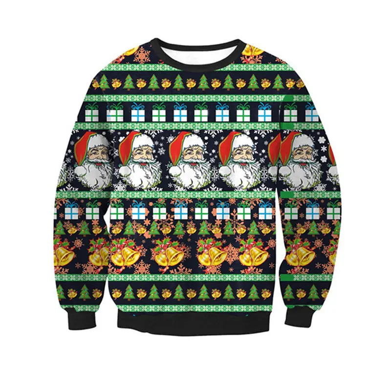 2019 некрасивый Рождественский свитер с принтом Санта-Клауса свободный для мужчин