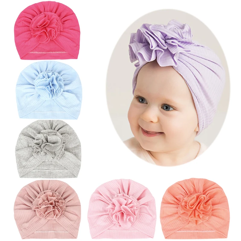 

Милая Детская шапка-тюрбан с цветами, головные уборы для младенцев, мягкие хлопковые шапочки для маленьких девочек, шапочка, аксессуары для ...