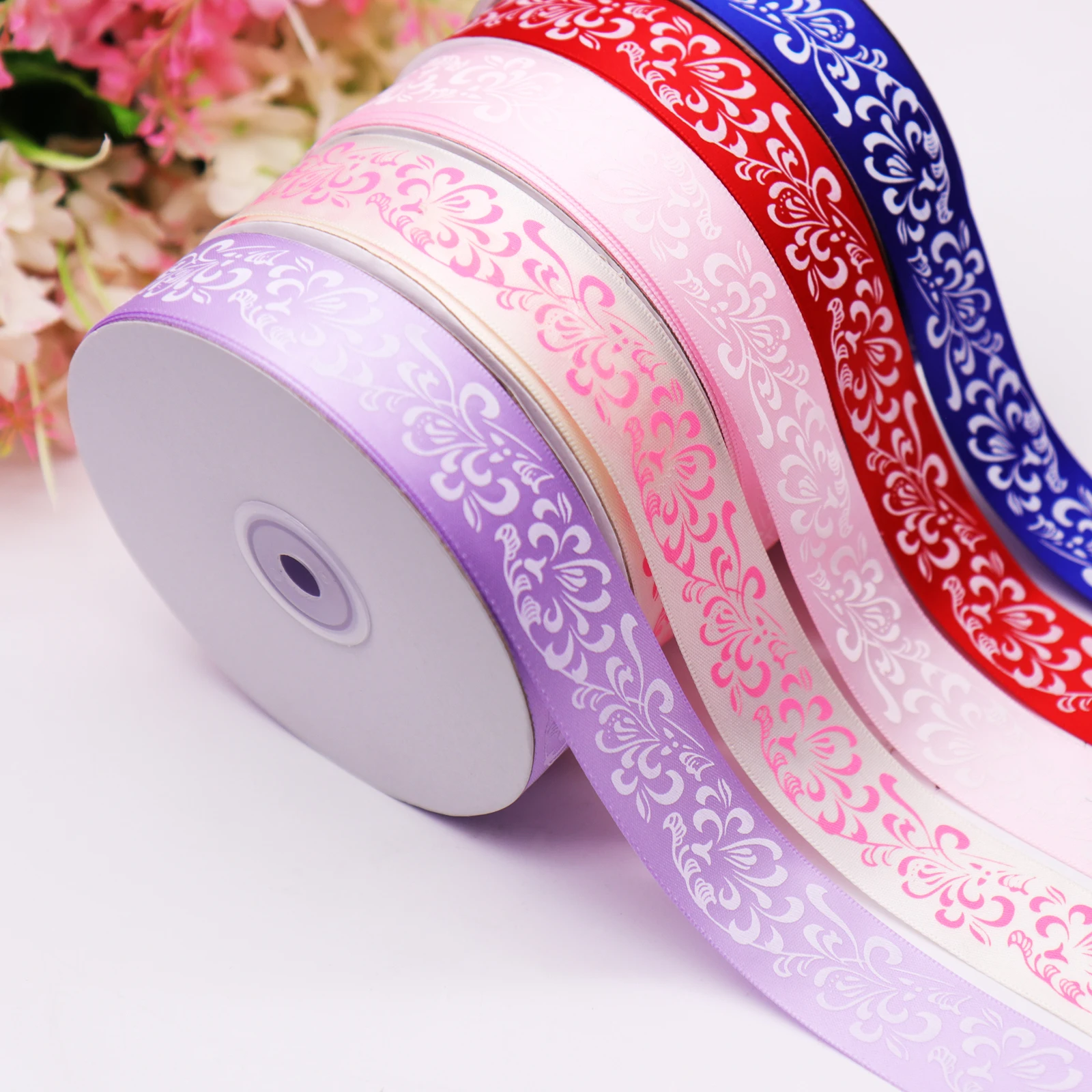 Корсажная лента с цветочным принтом 2 5 см х 50 ярдов Полиэстеровая подарочная