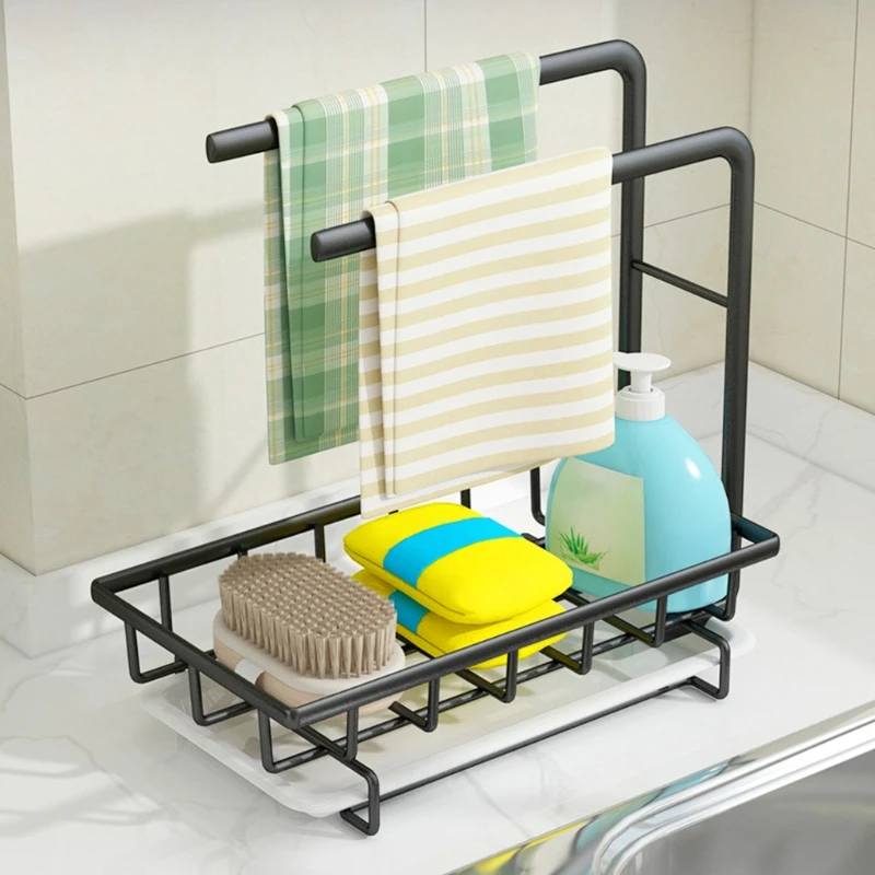 

Wall Mount Hanging Kitchen Drain Basket Sponge Storage Rack Rag Holder Towel