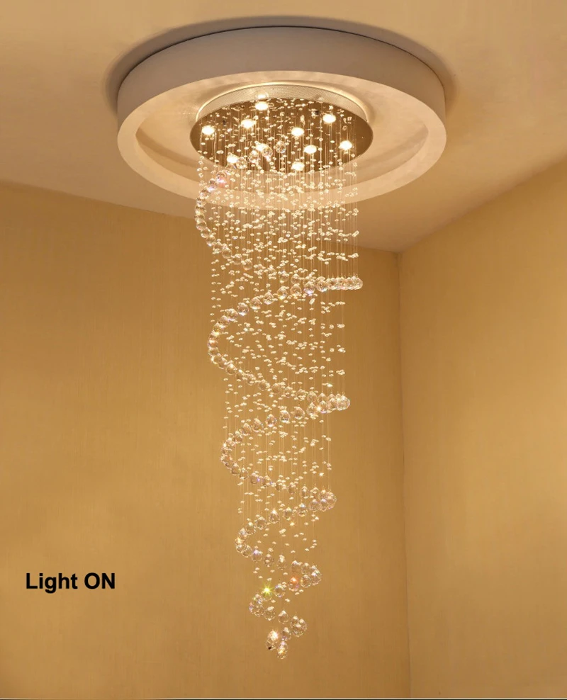 en Ucuz Yaratıcı LED Spiral Kristal Avize Fuaye Merdiven Merdiven Yatak Odası Otel HallCeiling Asılı Süspansiyon Lambası