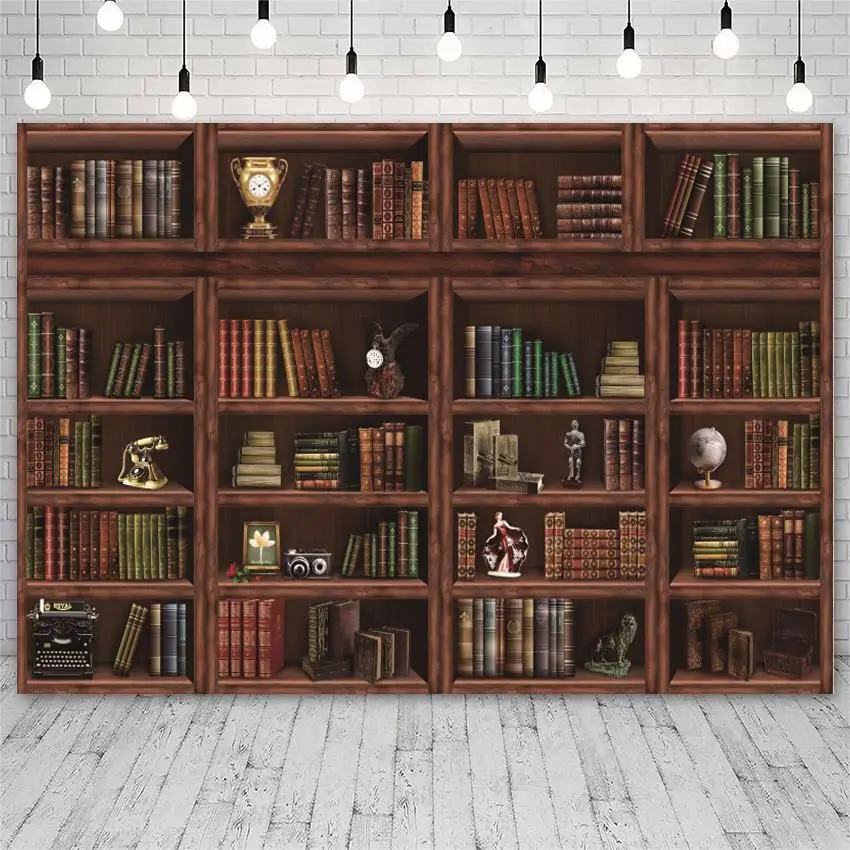 

Old Vintage Bookshelf Books Portrait Room Study Photography Backgrounds Photographic Backdrops For Photo Studio