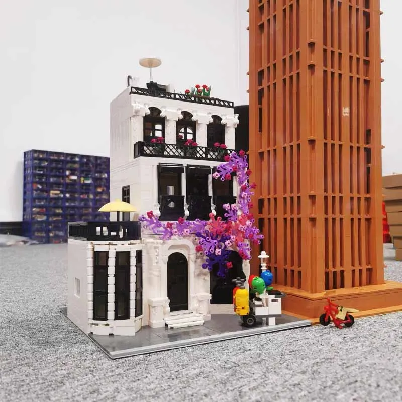 

Конструктор серии Street View, Европа, сад, улица, строительные блоки Moc, европейские классические архитектурные кубики, модель со светодиодами, и...