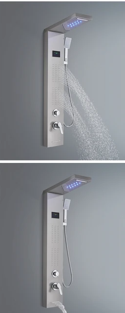 Grifo de ducha de cascada con luz LED, sistema de columna de ducha