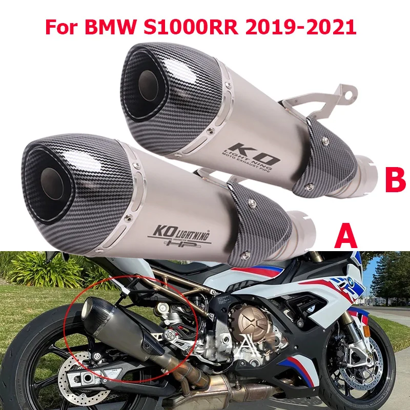 

Slip-On For BMW S1000RR 2019 2020 2021 Motorcycle 61mm Exhaust Escape Mid Link Tube DB Killer Muffler Pipe Heat Shield Cover