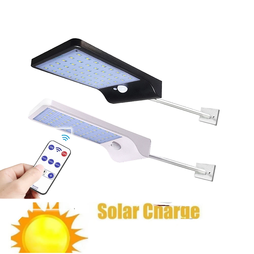 remote 48/36 led street Solar Lamp Human Body Induction Wall Light 3 Modes Dimmable Outdoor Garden Yard Path metal pole | Лампы и