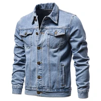 spring autumn men denim jackets casual solid color lapel single breasted jeans coats male slim fit cotton outwear clothing m 5xl