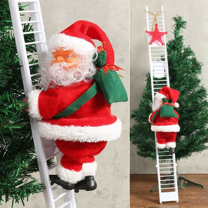

Electric Climbing Ladder Santa Claus Christmas Xmas Music Figurine Party Decor