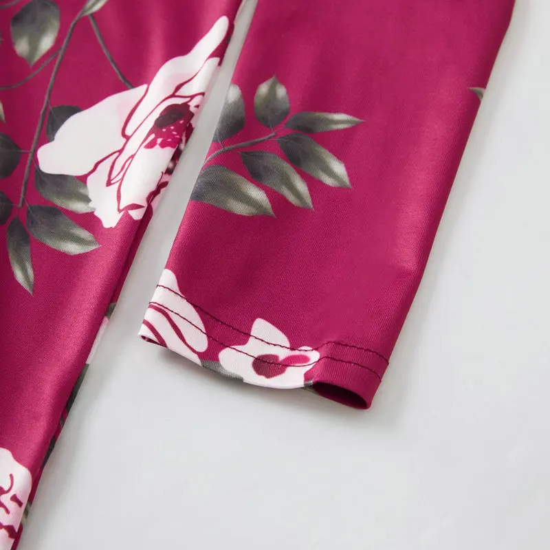 Осенне-зимние платья с длинными рукавами для мамы и дочки платье семьи цветочным