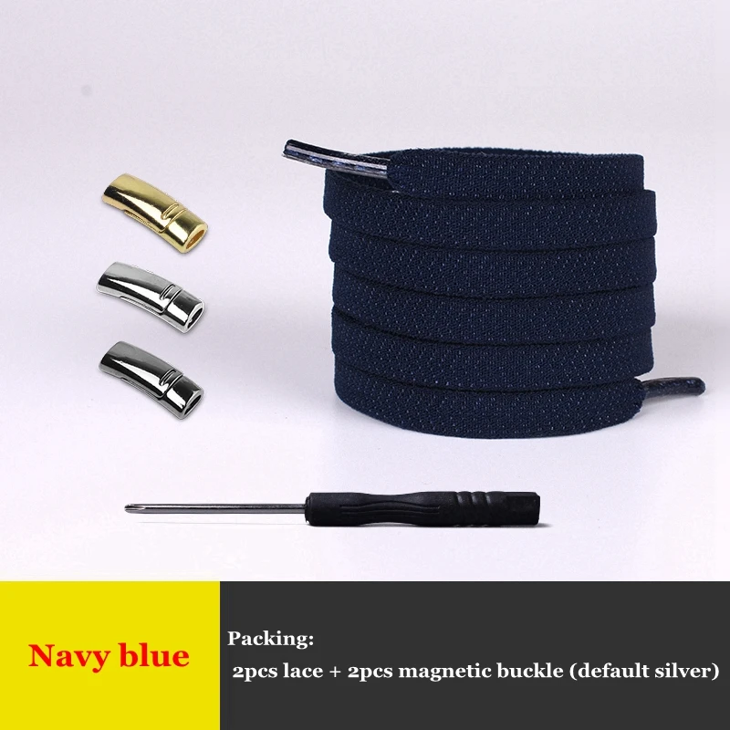 Navy blue 1 пара магнитных шнурков, эластичные фиксирующие шнурки, креативные, быстро не завязываются, шнурки для обуви, для детей, взрослых, унисекс, кроссовки, шнурки для обуви - Цвет: Navy blue