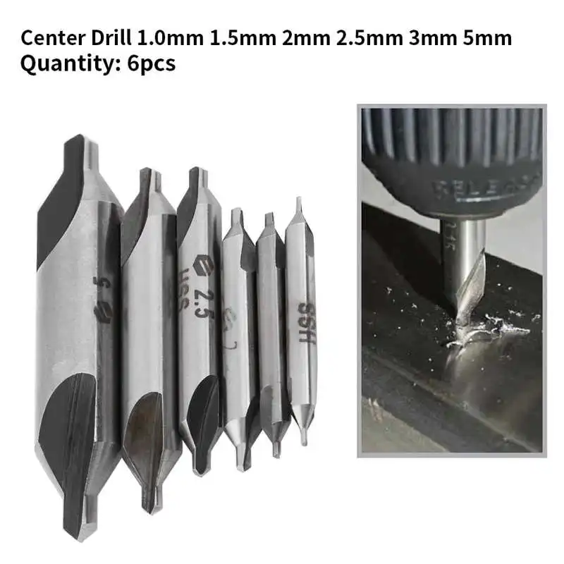 6pcs 1/1.5/2/2.5/3/5mm 60 Degree HSS Center Drill Bits Centering Drills Set extrator de parafuso | Инструменты