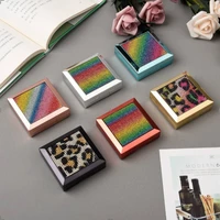 2021 new shining colorful diamond contact lens case with mirror travel portable women square beauty contact lens storage box