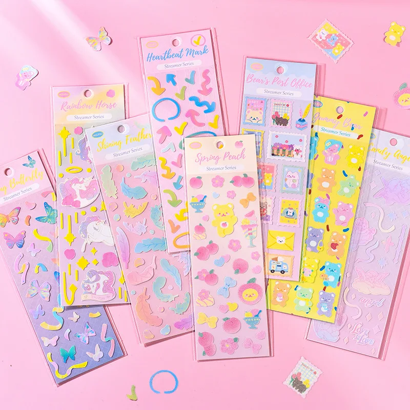 

40 pcs/lot Colorful laser Bear Stickers Cute Decorative Stationery Sticker Scrapbooking DIY Diary Album Stick Label