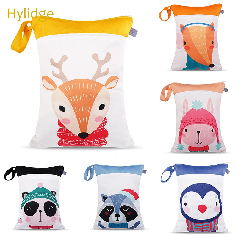 

Hylidge 2 Zipper Wet Bag for Stroller Bag Waterproof PUL Baby Diaper Bag for Mom 30x40CM Washable Wetbag Diaper Organizer Bag