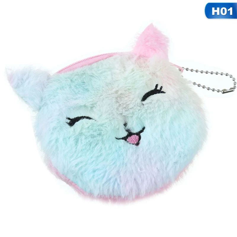 

1 PC Mini Cartoon Cat Coin Purse Women Girls Cartoon Plush Wallet Purse Zipper Coin Pocket Credit Card Holder Storage Bag New