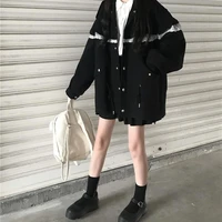 japanese college style lace stitching tooling jacket female students korean version age reducing casual batty jacket baseball