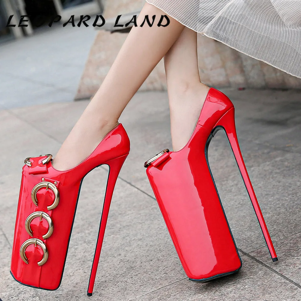 

LEOPARD LAND 20CM Platfrom 30Cm High-heeled Metal Buckle Decorated Shoes Steel Tube Dance Nightclub Women's Manufacturers WZ