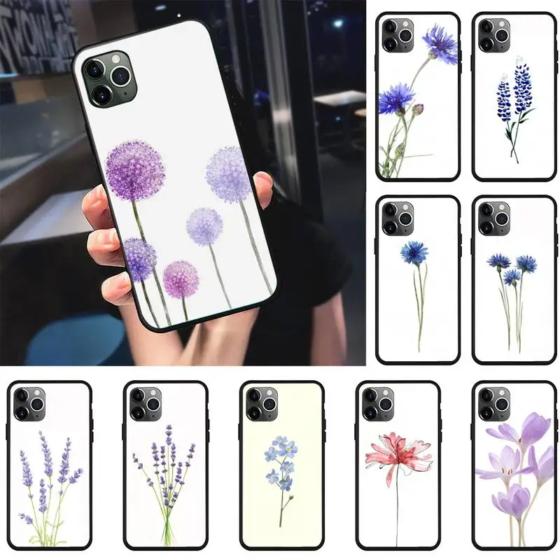 

Painted Flowers Phone Case For Samsung S6 S7 S8 S9 S10 E S20 Edge plus lite 2019 Black soft nax fundas cover