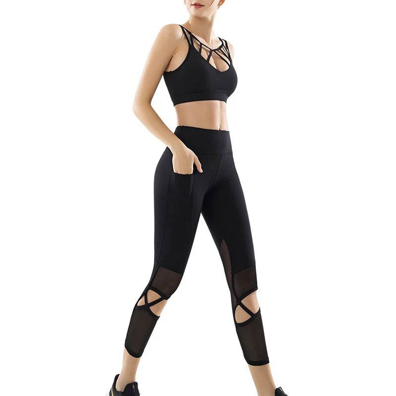 Женская спортивная одежда спортивный комплект для йоги с карманами бесшовные