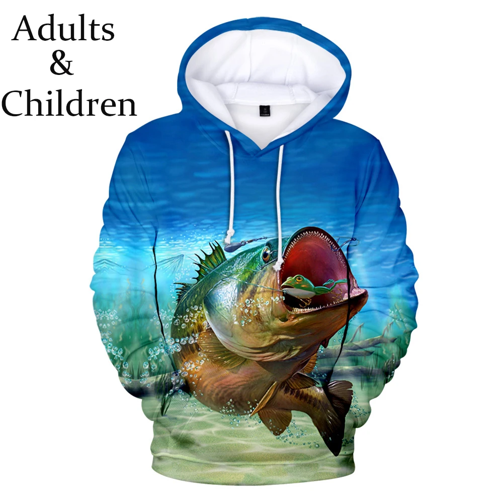 

3D print Beautiful fishing scenery boys girls autumn winter comfortable pullovers fish male female fashion children's sweatshirt