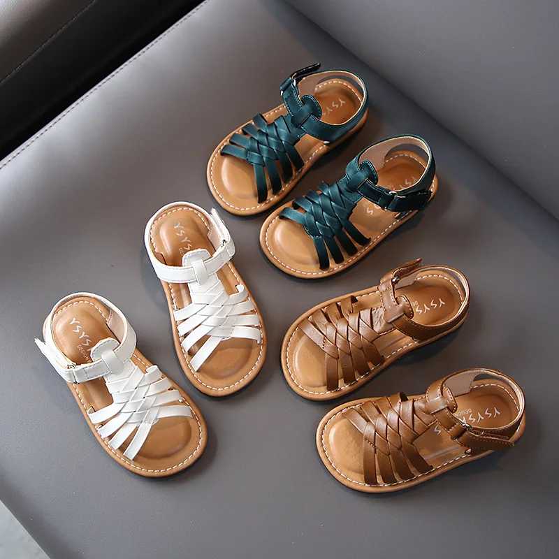 Детская обувь Новинка лета 2020 Детские плетеные сандалии с мягкой подошвой