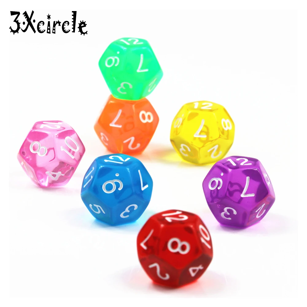 

Rainbow Color 7PCS TRPG D12 Dice DnD 12 Sided Games Dices 7 Colors Desktop Game Pieces for Dnd,rpg