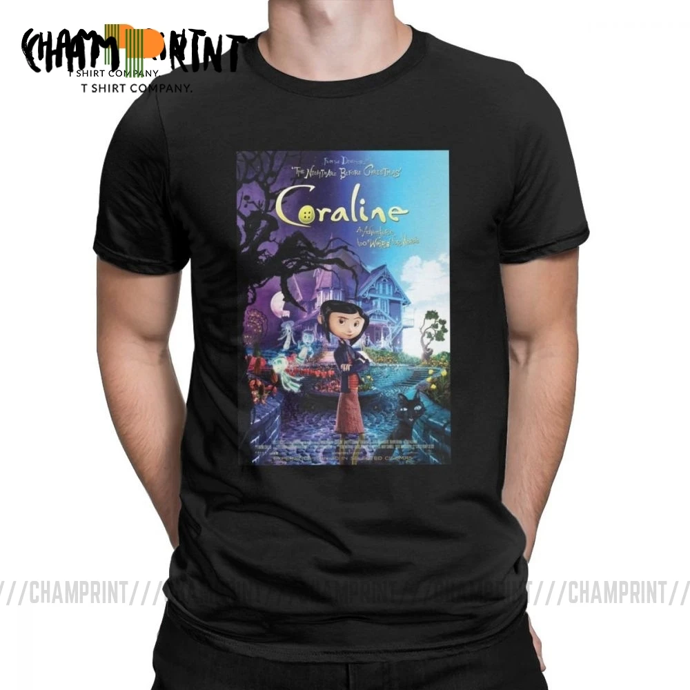 Coraline забавная футболка для мужчин с замком и деревом одежда короткими рукавами
