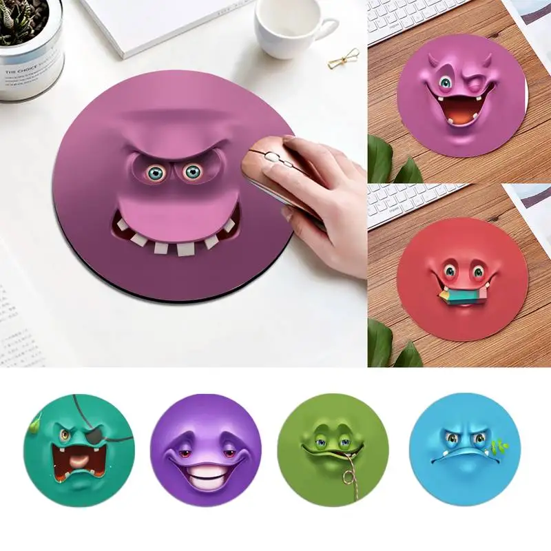 Игровой коврик для мыши с забавными краями и фиксацией лица Удобный круглый