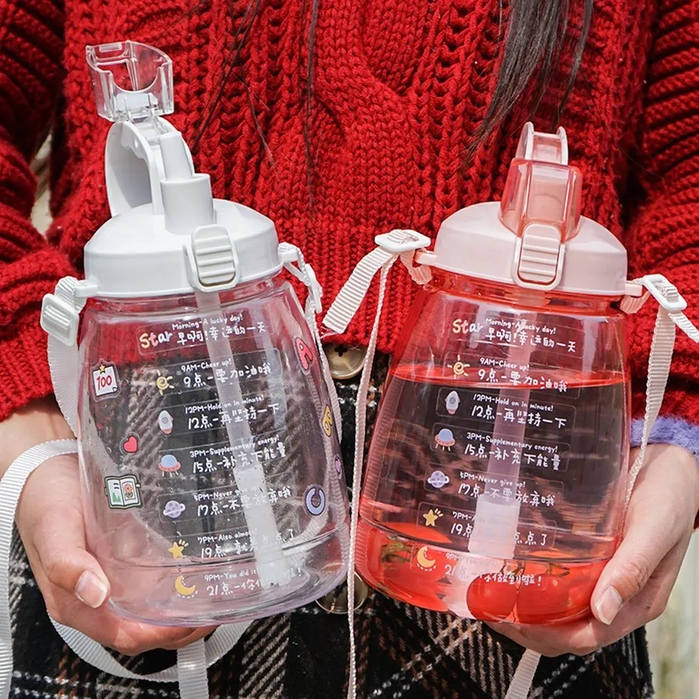 1100 мл бутылки для воды 37 унций чашка для воды женская очень большая емкость с соломинкой модный горшок портативная пластиковая чашка новинка