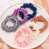 rubber band rope elastic girls scrunchie ponytail holder pearls beads women hair bands ties for women wedding hair accessories