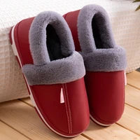 floor womens fur slippers casual indoor home warm plush shoe woman pu leather waterproof casual house ladies furry slides