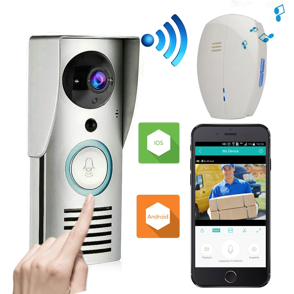 Wifi 720P видео дверной звонок беспроводной домофон монитор ночного видения разблокировка умный звонок HD камера PIR датчик движения