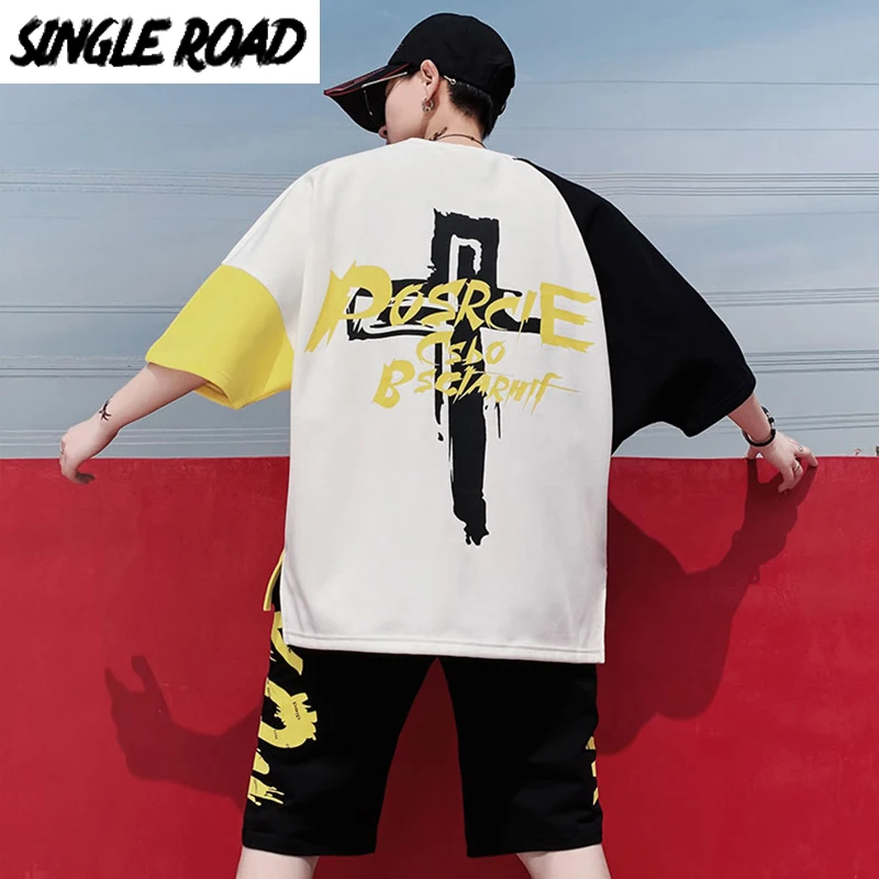 Мужская Японская уличная одежда SingleRoad летний спортивный костюм в стиле хип хоп