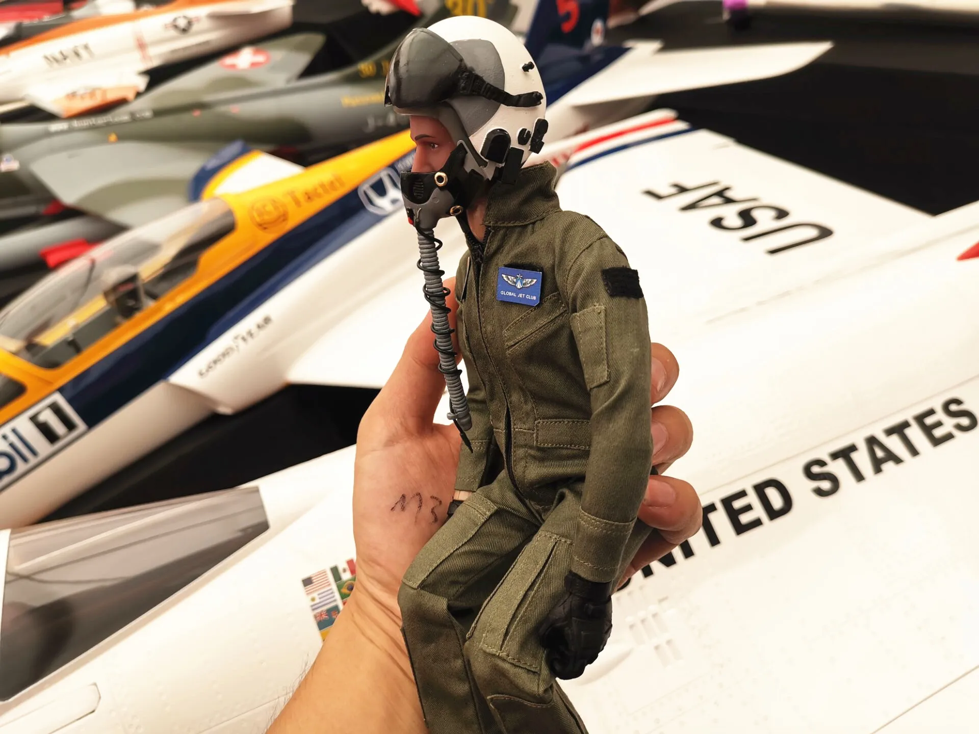 1/6 масштабная фигурка пилотов Игрушечная модель с гарнитурой стекло для турбинного реактивного самолета RC