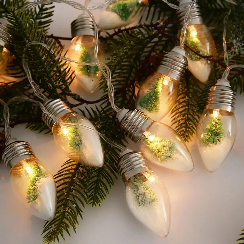 

10 LED Light Bulb Christmas Tree String Lights Christmas Decoration Home Garden Snowflake Lamp Bulb Fairy Lamp New Year Pendants
